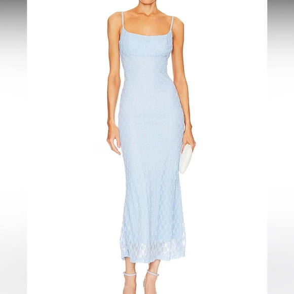 Adoni Mesh Midi Dress in Cornflower - Picture 1 of 4